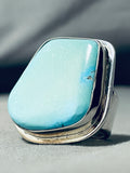One Of The Biggest Ever Native American Navajo Tommy Jackson Turquoise Sterling Silver Ring-Nativo Arts