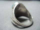 Beautiful Vintage Native American Navajo Old Kingman Turquoise Sterling Silver Ring-Nativo Arts