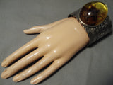 Crazy Huge Native American Scorpion Amber Sterling Silver Hand Tooled Bracelet-Nativo Arts