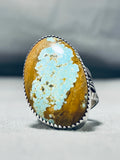 Exceptional Native American Navajo #8 Turquoise Mine Sterling Silver Ring Signed J. Tsosie-Nativo Arts