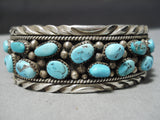 Tremendous Vintage Native American Navajo Turquoise Sterling Silver Bracelet Old-Nativo Arts