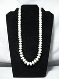 Hand Tooled Vintage Native American Navajo Sterling Silver Bead Necklace Old-Nativo Arts