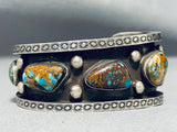 Bisbee & Blue Thunder Vintage Native American Navajo Turquoise Sterling Silver Hvy Bracelet-Nativo Arts
