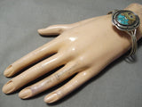 Rare!! Modern Native American Navajo Turquoise Inlay Pueblo Scene Sterling Silver Bracelet-Nativo Arts