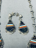 One Of Most Unique Vintage Native American Navajo New Lander Turquoise Sterling Silver Necklace-Nativo Arts