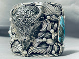 251 Gram Heavy Buffalo Turquoise Sterling Silver Native American Bracelet-Nativo Arts