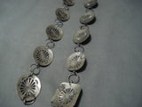Impressive Vintage Native American Navajo Sleeping Beauty Turquoise Sterling Silver Concho Belt-Nativo Arts