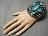 One Of The Best Vintage Native American Navajo Carico Lake Turquoise Sterling Silver Bracelet-Nativo Arts