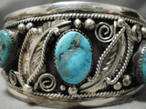 Colossal Vintage Native American Navajo Old Persin Turquoise Sterling Silver Bracelet Old-Nativo Arts