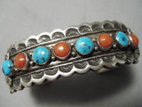 Thick Heavy Vintage Native American Navajo Angie Miller Turquoise Sterling Silver Bracelet-Nativo Arts
