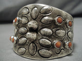 Thick And Heavy!! Vintage Navajo Coral Sterling Silver Native American Bracelet-Nativo Arts
