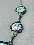 Authentic Vintage Native American Zuni Turquoise Sterling Silver Sunface Necklace Earring Set-Nativo Arts