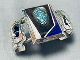 One Of The Most Unique Ever Vintage Native American Navajo Turquoise Sterling Silver Bracelet-Nativo Arts
