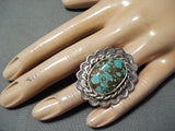 Magnificent San Felipe #8 Turquoise Mine Sterling Silver Ring Native American-Nativo Arts