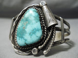 High Grade Vivid Vintage Native American Navajo Carico Lake Turquoise Sterling Silver Bracelet-Nativo Arts