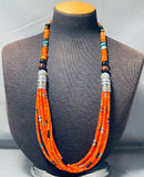 Native American Rare Orange Coral Authentic Singer Turquoise Sterling Silver Necklace-Nativo Arts