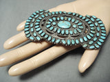 Native American Huge Vintage Navajo Turquoise Sterling Silver Cluster Pin Old-Nativo Arts