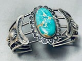Opulent Rare Turquoise Vintage Native American Navajo Sterling Silver Bracelet-Nativo Arts