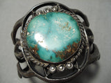 Important Vintage Native American Navajo Damale Turquoise Sterling Silver Bracelet Old-Nativo Arts