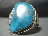 Monumental Dean Sandoval Vintage Native American Navajo Turquoise Sterling Silver Bracelet-Nativo Arts