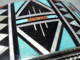 Noteworthy Vintage Zuni Turquoise Sterling Silver Buckle Native American Old-Nativo Arts