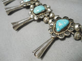 Opulent Vintage Native American Navajo Turquoise Sterling Silver Squash Blossom Necklace-Nativo Arts