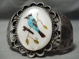 Native American Huge Vintage Navajo Turquoise Bluejay Sterling Silver Bracelet Cuff Old-Nativo Arts