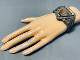 One Of The Best Vintage Native American Navajo Petrified Wood Sterling Silver Bracelet-Nativo Arts