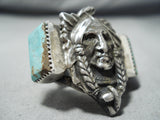 One Of The Most Detailed Ever Native American Turquoise Sterling Silver Ring-Nativo Arts
