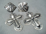 Remarkable Navajo Sterling Silver Cross Earrings Native American-Nativo Arts
