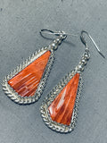 Beautiful Vintage Native American Navajo Spiny Oyster Sterling Silver Earrings-Nativo Arts