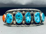 Molly Lincoln Vintage Native American Navajo Turquoise Coral Sterling Silver Bracelet-Nativo Arts
