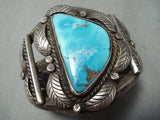 Museum Vintage Native American Navajo Old Morenci Turquoise Sterling Silver Bracelet Old-Nativo Arts