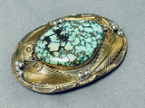 One Of The Best Vintage Native American Navajo Gold Sterling Silver Turquoise Buckle-Nativo Arts