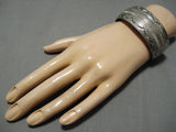 Superior Vintage Navajo Sun Plant Sterling Silver Native American Bracelet Cuff-Nativo Arts