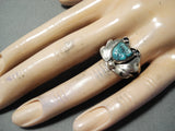 Unique Vintage Native American Navajo Sleeping Beauty Turquoise Sterling Silver Ring Old-Nativo Arts