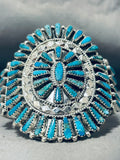 Tremendous Native American Navajo Huge Turquoise Cluster Sterling Silver Tommy Lowe Bracelet-Nativo Arts