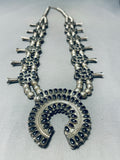 Most Unique Double Sided Vintage Native American Navajo Sterling Silver Squash Blossom Necklace-Nativo Arts