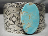 Huge Native American Navajo #8 Turquoise Sterling Silver Bracelet-Nativo Arts