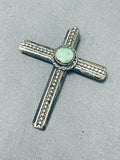 Tremendous Vintage Native American Navajo Royston Turquoise Sterling Silver Cross Pendant-Nativo Arts
