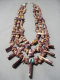 One Of The Best Vintage Native American Navajo Purple Shell Turquoise Sterling Silver Necklace-Nativo Arts