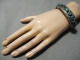 Astounding Vintage Native American Navajo Spiderweb Turquoise Sterling Silver Bracelet Old-Nativo Arts