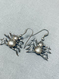 Unforgettable Vintage Native American Navajo Sterling Silver Spider Earrings-Nativo Arts
