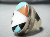 Dynamic Vintage Zuni Turquoise Sterling Silver Ring Native American Old-Nativo Arts