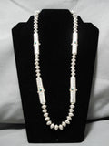 One Of The Best Vintage Native American Navajo Tubule Sterling Silver Turquoise Necklace Old-Nativo Arts