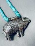 Best Vintage Southwestern Big Horn Sheep Sterling Silver Turquoise Necklace-Nativo Arts