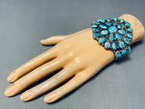 Important Morenci Mine Vintage Native American Navajo Nturquoise Sterling Silver Bracelet-Nativo Arts