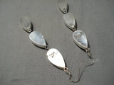 Exquisite Native American Yellowstone Sterling Silver Long Drop Earrings-Nativo Arts