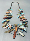 Newsworthy Vintage Native American Zuni Turquoise Sterling Silver Fetish Necklace-Nativo Arts
