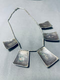 Channel Pendant Vintage Native American Navajo Turquoise Sterling Silver Necklace Old-Nativo Arts